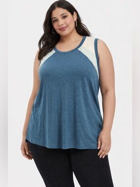 Torrid 3X Blue Colorblock Tank Top NWT Casual Athleisure Plus Size Summer Lounge
